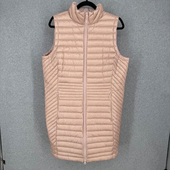 Duluth Womens Down Right Long Vest Size L Peach Pink Full Zip Pockets Warm EUC - Picture 1 of 16